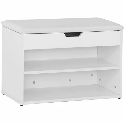 SoBuy White 2 Tiers Shoe Storage Bench With Padded Seat,FSR25-W 1 SoBuy White 2 Tiers Shoe Storage Bench With Padded Seat,FSR25-W