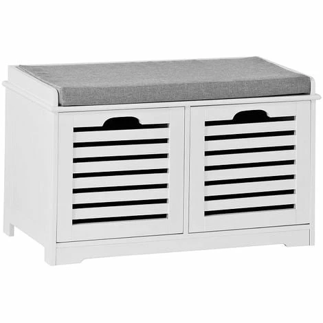 SoBuy Shoe Storage Bench With 2 Drawers & Cushion,FSR23-K-W 1 SoBuy Shoe Storage Bench With 2 Drawers & Cushion,FSR23-K-W