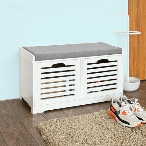 SoBuy Shoe Storage Bench With 2 Drawers & Cushion,FSR23-K-W 3 SoBuy Shoe Storage Bench With 2 Drawers & Cushion,FSR23-K-W - Image 3
