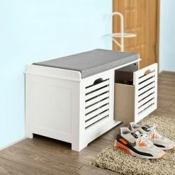 SoBuy Shoe Storage Bench With 2 Drawers & Cushion,FSR23-K-W 8 SoBuy Shoe Storage Bench With 2 Drawers & Cushion,FSR23-K-W -SOBUY Shop 6102146 4