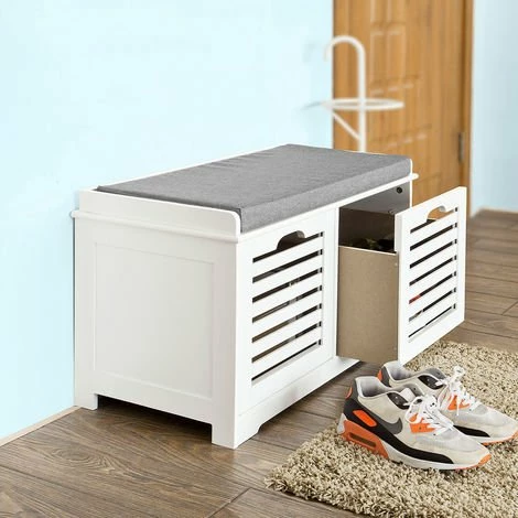 SoBuy Shoe Storage Bench With 2 Drawers & Cushion,FSR23-K-W 4 SoBuy Shoe Storage Bench With 2 Drawers & Cushion,FSR23-K-W - Image 4