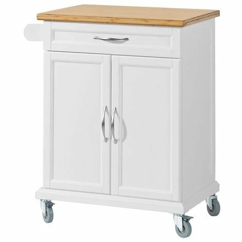 SoBuy Kitchen Storage Trolley Cart With Bamboo Top,FKW13-WN 1 SoBuy Kitchen Storage Trolley Cart With Bamboo Top,FKW13-WN