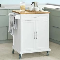 SoBuy Kitchen Storage Trolley Cart With Bamboo Top,FKW13-WN 7 SoBuy Kitchen Storage Trolley Cart With Bamboo Top,FKW13-WN -SOBUY Shop 6102186 3