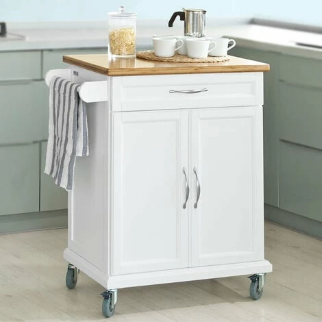 SoBuy Kitchen Storage Trolley Cart With Bamboo Top,FKW13-WN 3 SoBuy Kitchen Storage Trolley Cart With Bamboo Top,FKW13-WN - Image 3