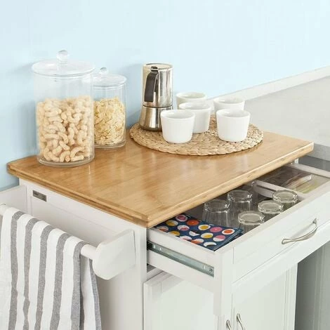 SoBuy Kitchen Storage Trolley Cart With Bamboo Top,FKW13-WN 4 SoBuy Kitchen Storage Trolley Cart With Bamboo Top,FKW13-WN - Image 4