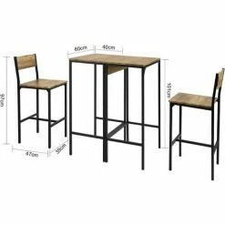 SoBuy Bar Set-2 Bar Tables And 2 Stools,OGT42-F -SOBUY Shop 65442337 3