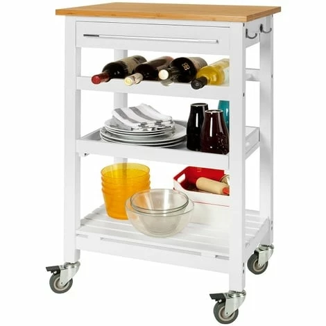 SoBuy Kitchen Trolley Cart With Bamboo Top, FKW16-WN + Free Chopping Block 1 SoBuy Kitchen Trolley Cart With Bamboo Top, FKW16-WN + Free Chopping Block