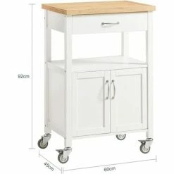 SoBuy Kitchen Trolley Cart With Doors & Storage Cabinet, White,FKW22-WN -SOBUY Shop 6614186 4