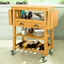SoBuy Bamboo Kitchen Storage Trolley Cart With Folding Worktop, FKW25-N 7 SoBuy Bamboo Kitchen Storage Trolley Cart With Folding Worktop, FKW25-N -SOBUY Shop 6614188 3