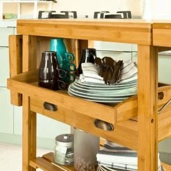 SoBuy Bamboo Kitchen Storage Trolley Cart With Folding Worktop, FKW25-N 8 SoBuy Bamboo Kitchen Storage Trolley Cart With Folding Worktop, FKW25-N -SOBUY Shop 6614188 4