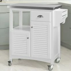 SoBuy Kitchen Storage Trolley, Stainless Steel Worktop & Louvre Door,FKW37-W 7 SoBuy Kitchen Storage Trolley, Stainless Steel Worktop & Louvre Door,FKW37-W -SOBUY Shop 6614191 3