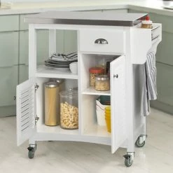 SoBuy Kitchen Storage Trolley, Stainless Steel Worktop & Louvre Door,FKW37-W 8 SoBuy Kitchen Storage Trolley, Stainless Steel Worktop & Louvre Door,FKW37-W -SOBUY Shop 6614191 4