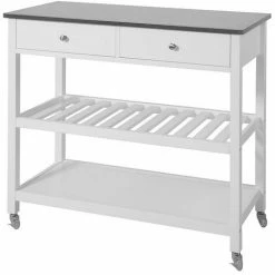 Promotion!! SoBuy Kitchen Storage Serving Trolley Cart With Stainless Steel Top,FKW47-W