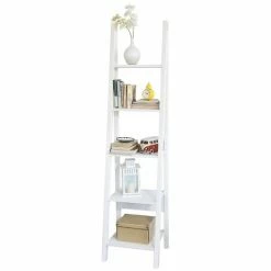 SoBuy High 5-Tiers Ladder Wall Bookcase And Shelving Unit,FRG101-W
