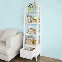 SoBuy 4-Tiers Ladder Storage Bookcases And Shelving Unit With Drawer ,FRG116-K-W -SOBUY Shop 6614202 4