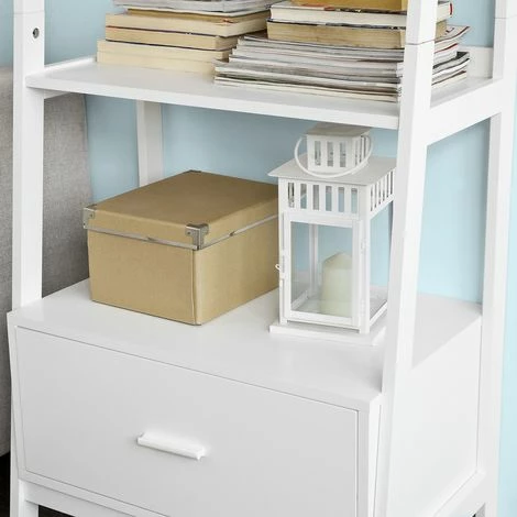 SoBuy 4-Tiers Ladder Storage Display Shelf Bookcase With Drawer And Shelves,FRG116-W 5 SoBuy 4-Tiers Ladder Storage Display Shelf Bookcase With Drawer And Shelves,FRG116-W - Image 5