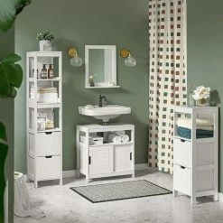 SoBuy Tall Bathroom Storage Cabinet With 3 Shelves And 2 Drawers FRG126-W 9 SoBuy Tall Bathroom Storage Cabinet With 3 Shelves And 2 Drawers FRG126-W -SOBUY Shop 6614205 5