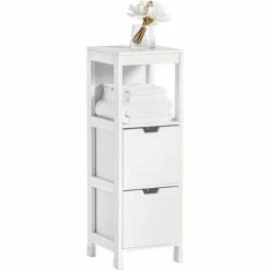 SoBuy Bathroom Storage Cabinet Unit With 1 Shelf And 2 Drawers FRG127-W