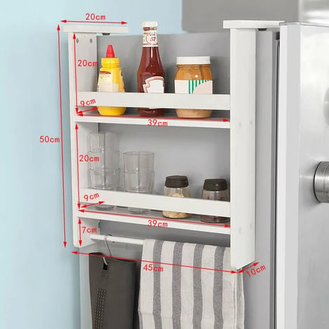 SoBuy Refrigerator Hanging Kitchen Spice Holder Rack,White,FRG149-W 2 SoBuy Refrigerator Hanging Kitchen Spice Holder Rack,White,FRG149-W - Image 2