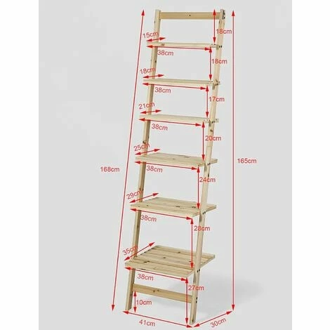 SoBuy 6 Tiers Wall Shelf Ladder Shelf Bookcase , FRG161-N 3 SoBuy 6 Tiers Wall Shelf Ladder Shelf Bookcase , FRG161-N - Image 3