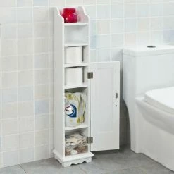 SoBuy Wooden Bathroom Toilet Paper Storage Cabinet FRG177-W