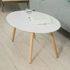 SoBuy Wood White Living Room Oval Coffee Table,FBT61-W -SOBUY Shop 6614226 5