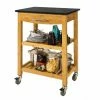 SoBuy Kitchen Storage Trolley Cart Island With Black Granite Top, FKW28-SCH