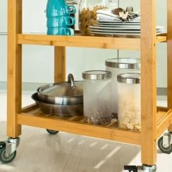 SoBuy Kitchen Storage Trolley Cart Island With Black Granite Top, FKW28-SCH -SOBUY Shop 6614227 5