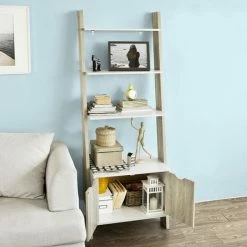 SoBuy 3-Tiers Ladder Bookcases And Shelving Unit With Storage Cabinet,FRG110-WN -SOBUY Shop 6614228 3