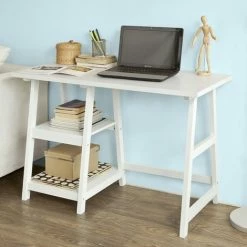 SoBuy Wood Home Office Computer Table With Shelves White, FWT16-W -SOBUY Shop 6614234 3