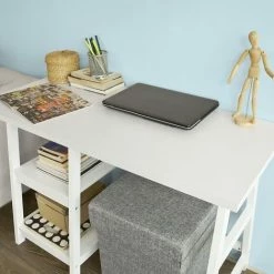 SoBuy Wood Home Office Computer Table With Shelves White, FWT16-W -SOBUY Shop 6614234 4