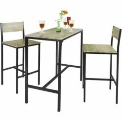 SoBuy Bar Table And 2 Stools Restaurant Kitchen Furniture Dining Set, OGT03