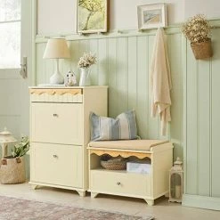 SoBuy Hallway Storage Bench Shoe Bench Shoe Rack Shoe Cabinet With Drawer And Seat Cushion Cream,FSR123-MI -SOBUY Shop 67396868 3