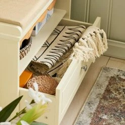 SoBuy Hallway Storage Bench Shoe Bench Shoe Rack Shoe Cabinet With Drawer And Seat Cushion Cream,FSR123-MI -SOBUY Shop 67396868 5
