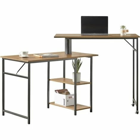 SoBuy Home Office Table Desk Computer Desk Standing Desk Sit Stand Desk Rotatable Desk With 2 Desktops And 2 Shelves,FWT93-F 1 SoBuy Home Office Table Desk Computer Desk Standing Desk Sit Stand Desk Rotatable Desk With 2 Desktops And 2 Shelves,FWT93-F