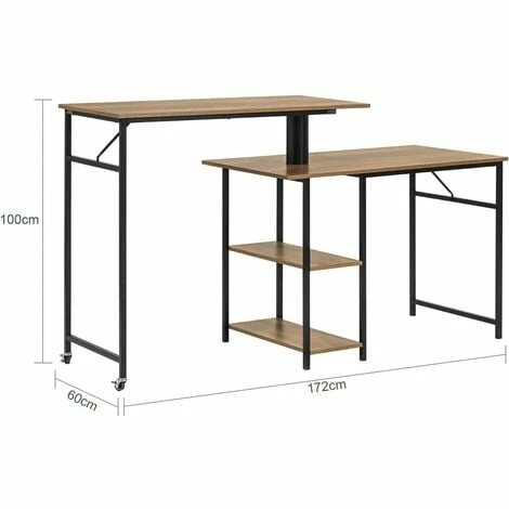 SoBuy Home Office Table Desk Computer Desk Standing Desk Sit Stand Desk Rotatable Desk With 2 Desktops And 2 Shelves,FWT93-F 4 SoBuy Home Office Table Desk Computer Desk Standing Desk Sit Stand Desk Rotatable Desk With 2 Desktops And 2 Shelves,FWT93-F - Image 4