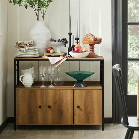 SoBuy Sideboard Microwave Cabinet Kitchen Dining Room Living Room Sideboard Storage Cabinet Cupboard With 3 Doors,FSB63-PF 2 SoBuy Sideboard Microwave Cabinet Kitchen Dining Room Living Room Sideboard Storage Cabinet Cupboard With 3 Doors,FSB63-PF - Image 2