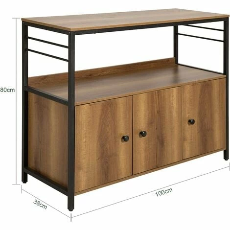 SoBuy Sideboard Microwave Cabinet Kitchen Dining Room Living Room Sideboard Storage Cabinet Cupboard With 3 Doors,FSB63-PF 4 SoBuy Sideboard Microwave Cabinet Kitchen Dining Room Living Room Sideboard Storage Cabinet Cupboard With 3 Doors,FSB63-PF - Image 4