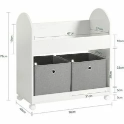SoBuy Mobile Children Kids Bookcase Book Shelf Toy Shelf Storage,KMB53-W -SOBUY Shop 67396875 4