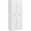 SoBuy Tall Kitchen Cupboard With 2 Cabinets And 1 Drawer Kitchen Dining Room Living Room Tall Cabinet Cupboard Sideboard,FSB44-W