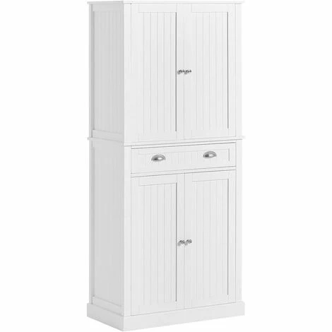SoBuy Tall Kitchen Cupboard With 2 Cabinets And 1 Drawer Kitchen Dining Room Living Room Tall Cabinet Cupboard Sideboard,FSB44-W 1 SoBuy Tall Kitchen Cupboard With 2 Cabinets And 1 Drawer Kitchen Dining Room Living Room Tall Cabinet Cupboard Sideboard,FSB44-W
