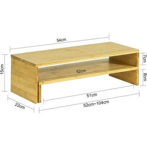 SoBuy 2 Tiers Bamboo Monitor Stand Computer Screen Monitor Stand Monitor Riser Desk Organizer,BBF07-N 4 SoBuy 2 Tiers Bamboo Monitor Stand Computer Screen Monitor Stand Monitor Riser Desk Organizer,BBF07-N - Image 4