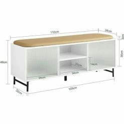 SoBuy Hallway Storage Bench Shoe Bench Shoe Rack With Glass Sliding Doors,FSR115-W 8 SoBuy Hallway Storage Bench Shoe Bench Shoe Rack With Glass Sliding Doors,FSR115-W -SOBUY Shop 67396879 4