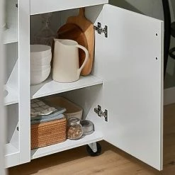 SoBuy Kitchen Dining Room Living Room Sideboard Storage Cabinet Cupboard On Wheels Storage Cabinet With Glass Doors,FSB57-W -SOBUY Shop 67396883 5