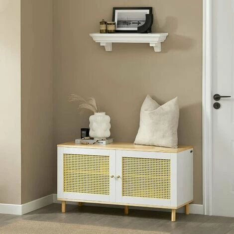 SoBuy Hallway Shoe Bench Shoe Cabinet With 2 Doors,FSR103-WN 2 SoBuy Hallway Shoe Bench Shoe Cabinet With 2 Doors,FSR103-WN - Image 2
