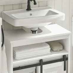 SoBuy Under Sink Cabinet Bathroom Vanity Unit Bathroom Storage Cabinet With Sliding Door,BZR61-W -SOBUY Shop 67396886 3