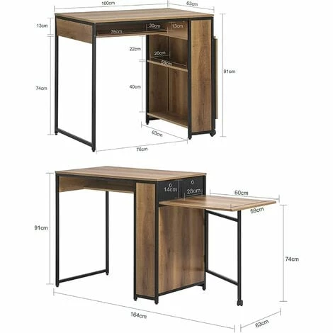 SoBuy Bar Table With Extendable Table Top Kitchen Breakfast Bar Table Dining Table Coffee Bar With Foldable Worktop,FWT96-PF 4 SoBuy Bar Table With Extendable Table Top Kitchen Breakfast Bar Table Dining Table Coffee Bar With Foldable Worktop,FWT96-PF - Image 4
