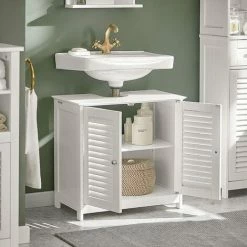 SoBuy White Under Sink Bathroom Storage Cabinet With Shutter Doors,FRG237-W -SOBUY Shop 6898142 3