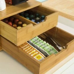 SoBuy Coffee Machine Stand & Pod Capsule Teabags Organiser 2 Drawers, FRG82-N -SOBUY Shop 6968526 3