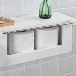 SoBuy Wood Wall Mounted Bathroom Toilet Paper Roll Holder,FRG175-W -SOBUY Shop 6968534 5